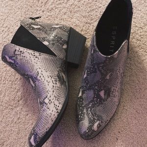 espirit snakeskin ankle boots